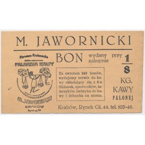 Krakow, M. Jawornicki Coffee Roastery, voucher issued with the purchase of 1/8 kg of coffee