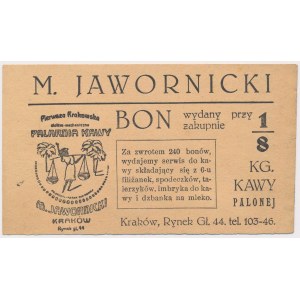 Krakov, pražírna kávy M. Jawornicki, poukázka na nákup 1/8 kg kávy
