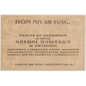 Kraków, ANTONI HAWEŁKA, 50 halerzy 1919