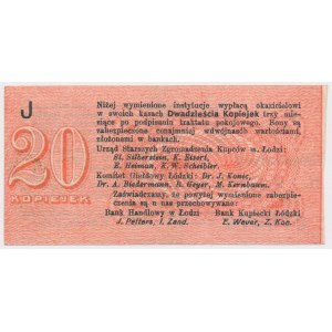 Lodž, Úrad pre seniorov Zgr. Kupców, 20 kopejok (1914) - vystavovateľ v tlači - J