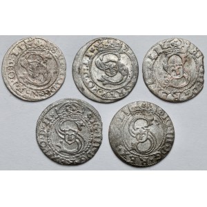 Zygmunt III Waza, Szelągi Ryga 1600-1609 - zestaw (5szt)