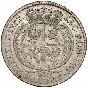 August III Sas, dvojzlotý 1753 - 8 gr (písaný) - veľmi vzácny