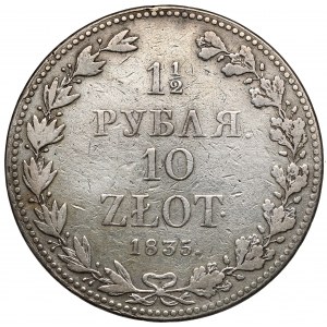 1-1/2 rubľa = 10 zlotých 1835 MW, Varšava - vzácne