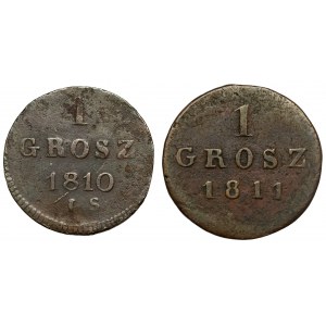 Księstwo Warszawskie, 1 grosz 1810-1811 - zestaw (2szt)