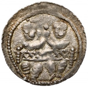 Boleslaw IV the Curly, Denarius - Two Behind the Table - ★ - ✚