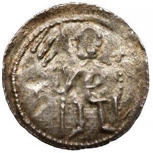Boleslaw IV the Curly, Denarius - Two Behind the Table - ★ - ✚