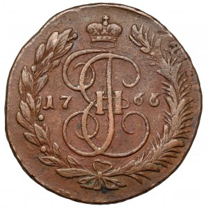 Russia, Catherine II, 5 kopecks 1766 - date punch 5/6