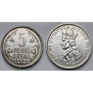 Litwa, 5 litai 1925 i 10 litu 1936 - zestaw (2szt)