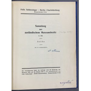 Felix Schlessinger aukční katalog - starožitné mince