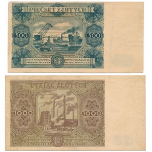 500 and 1,000 zloty 1947 (2pcs)