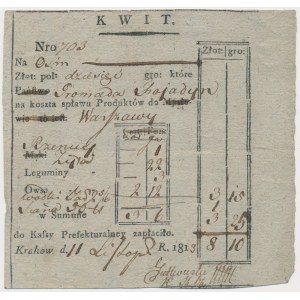 Potvrdenie o kúpe pšenice, Krakov 1813