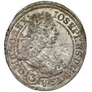 Slezsko, Joseph I, 3 krajcara 1707 FN, Wrocław