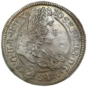Sliezsko, Joseph I, 3 krajcara 1706 CB, Brzeg