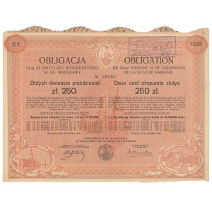 Warsaw, 6% VI Conversion Loan, Bond for 250 zloty 1926