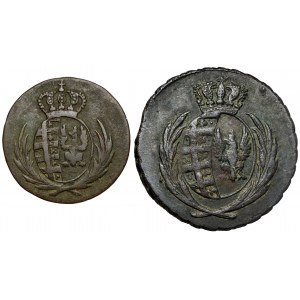 Duchy of Warsaw, 1 and 3 pennies 1812 IB - set (2pcs)