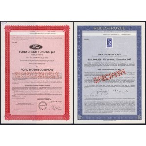 FORD MOTOR COMPANY and ROLLS-ROYCE, SPECIMEN Bonds (2pc)