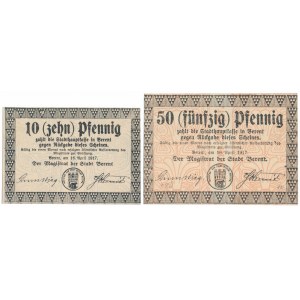 Kościerzyna (Berent), 10 und 50 Fenig 1917 (2 Stck.)