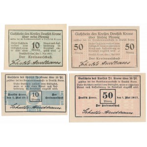 Walcz (Deutsch-Krone), 2x 10 pfg and 2x 50 pfg 1917 (4pcs)