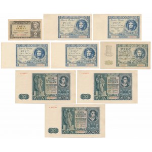 Zestaw banknotów polskich z lat 1930-1941 (9szt)