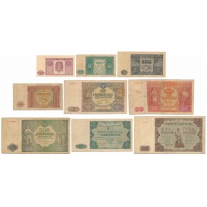 Zestaw banknotów polskich z lat 1946-1947 (9szt)