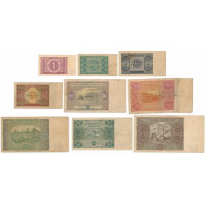 Zestaw banknotów polskich z lat 1946-1947 (9szt)