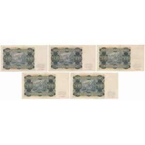 500 złotych 1940 - A - zestaw (5szt)
