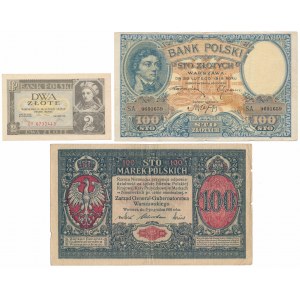 Sada polských bankovek z let 1916-1936 (3ks)