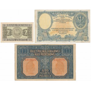 Súbor poľských bankoviek z rokov 1916-1936 (3ks)