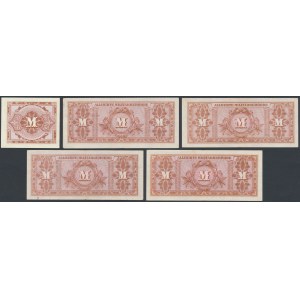 Germany, Allied Occupation WWII, 1, 50 & 3x 100 Mark 1944 (5pcs)