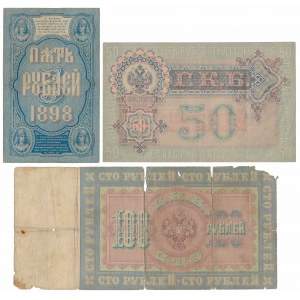 Russia, 5 & 100 Rubles 1898 & 50 Rubles 1899 (3pcs)