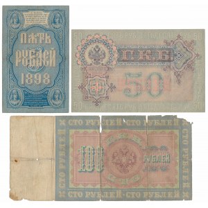 Rusko, 5 a 100 RUB 1898 a 50 RUB 1899 (3ks)