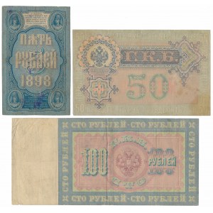Rosja, 5 i 100 Rubli 1898 i 50 Rubli 1899 (3szt)