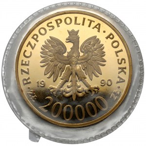 200.000 złotych 1990 Solidarność (39mm) - w oryginalnej zgrzewce
