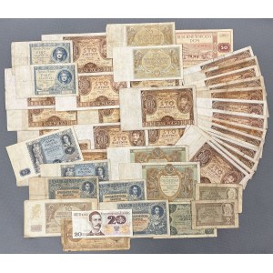 Satz polnischer Banknoten 1923-1982, hauptsächlich aus der Zweiten Republik (44 Stück)