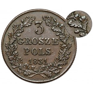 Novembrové povstanie, 3 groše 1831 KG - INÝ VENEC - veľmi vzácne