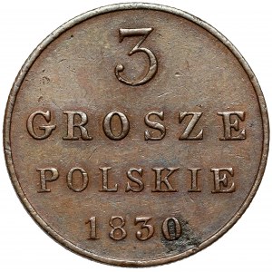 3 grosze polskie 1830 FH - nowe bicie, Warszawa