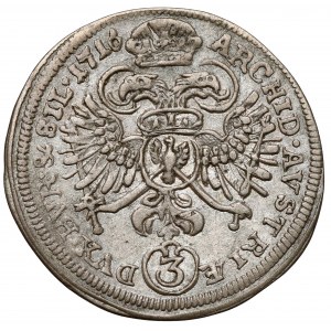 Slezsko, Karel VI, 3 krajcars 1716, Wrocław