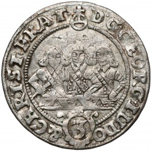 Slezsko, Tři bratři, 3 krajcary 1656, Brzeg