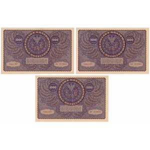 1,000 mkp 08.1919 - I Serja BY - consecutive numbers (3pcs)