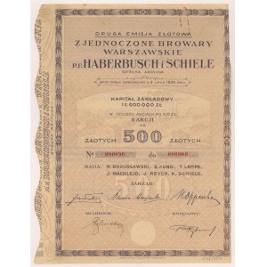 Vereinigte Warschauer Brauereien p.f. HABERBUSCH und SCHIELE, Em.2, 5x 100 zł.