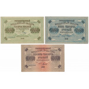 Russia, 1.000, 5.000 & 10.000 Rubles 1917-1918 (3pcs)