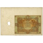 50 złotych 1929 - nieukończony druk - skasowane