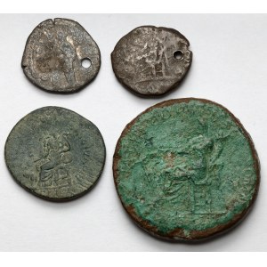 Římská říše, denáry, sesterciové a provinční bronzy - zajímavější sada (4ks)