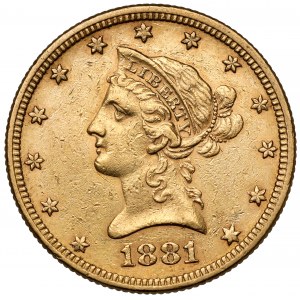 USA, 10 DOLARŮ 1881