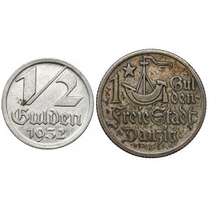 Danzig, 1 a 1/2 guldenov 1923-1932 - sada (2ks)