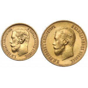 Rusko, Mikuláš II, 5 a 10 rublů 1899-1900 - sada (2ks)