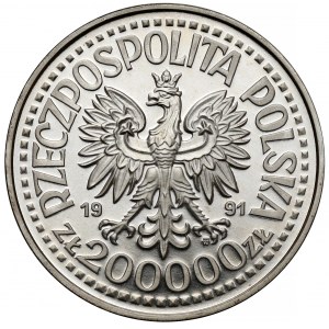 Próba SREBRO 200.000 złotych 1991 Jan Paweł II - Matka Boska