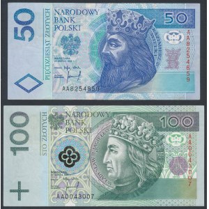 50 i 100 złotych 1994 - AA (2szt)