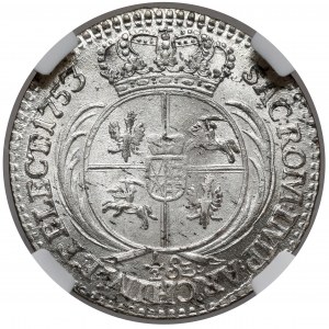 August III Sas, 1/2 šestipence (Troyak) Lipsko 1753 - 1/2 Sz