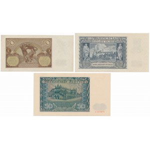 10 und 20 Zloty 1940 und 50 Zloty 1941 - Satz (3 Stck.)